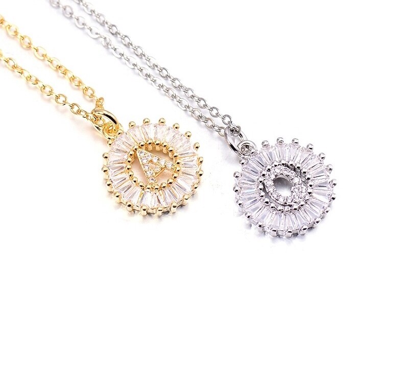 Cubic Zirconia  Letter Necklace