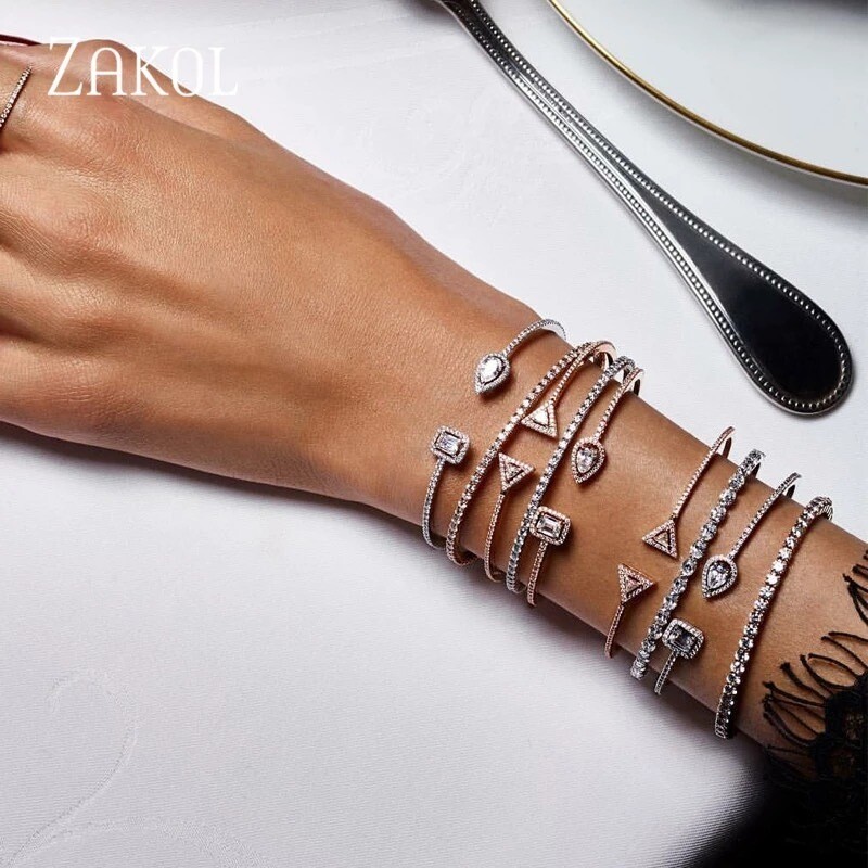 Zirconia Crystal Cuff  Bangle
