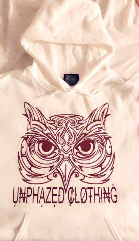 Ladies Unphazed White/Wine Owl Hoodie