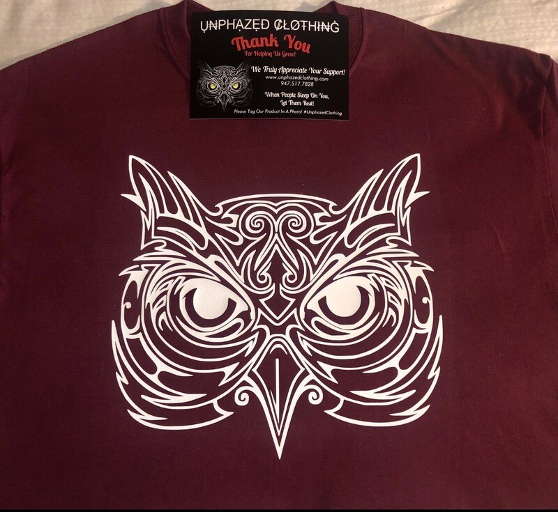 Ladies Unphazed Wine/White Owl Shirt