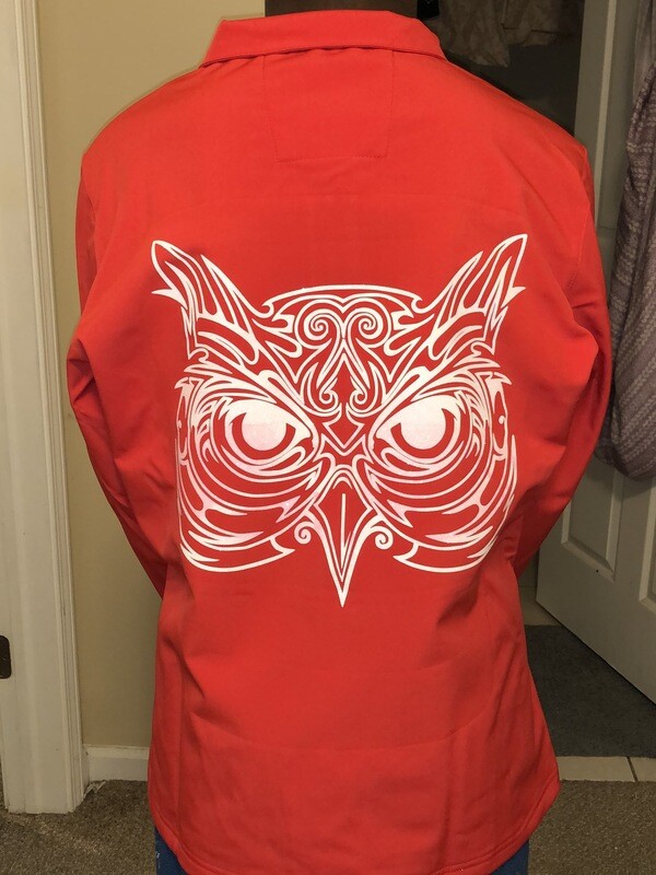 Ladies Unphazed Red/White Glitter Owl Jacket
