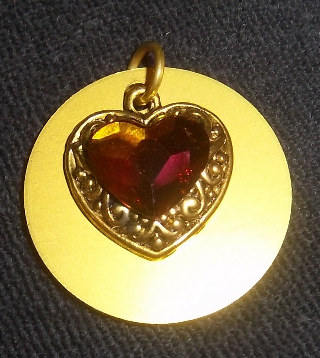 RED CRYSTAL HEART with Auric Disk NECKLACE 00018