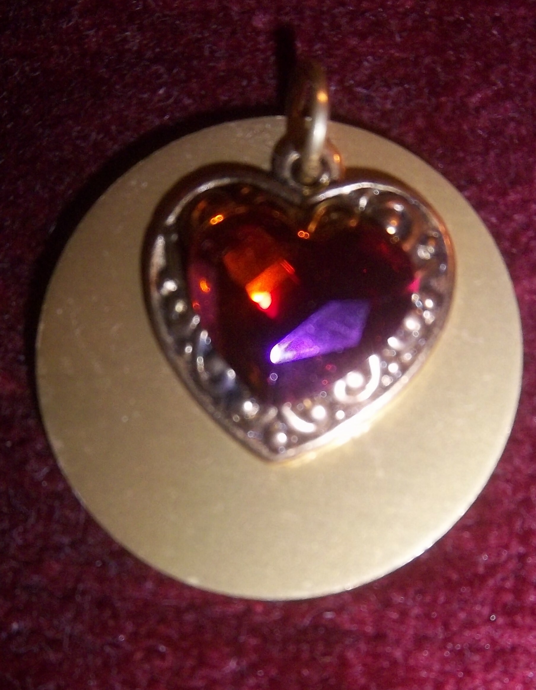 RED CRYSTAL HEART with Auric Disk NECKLACE