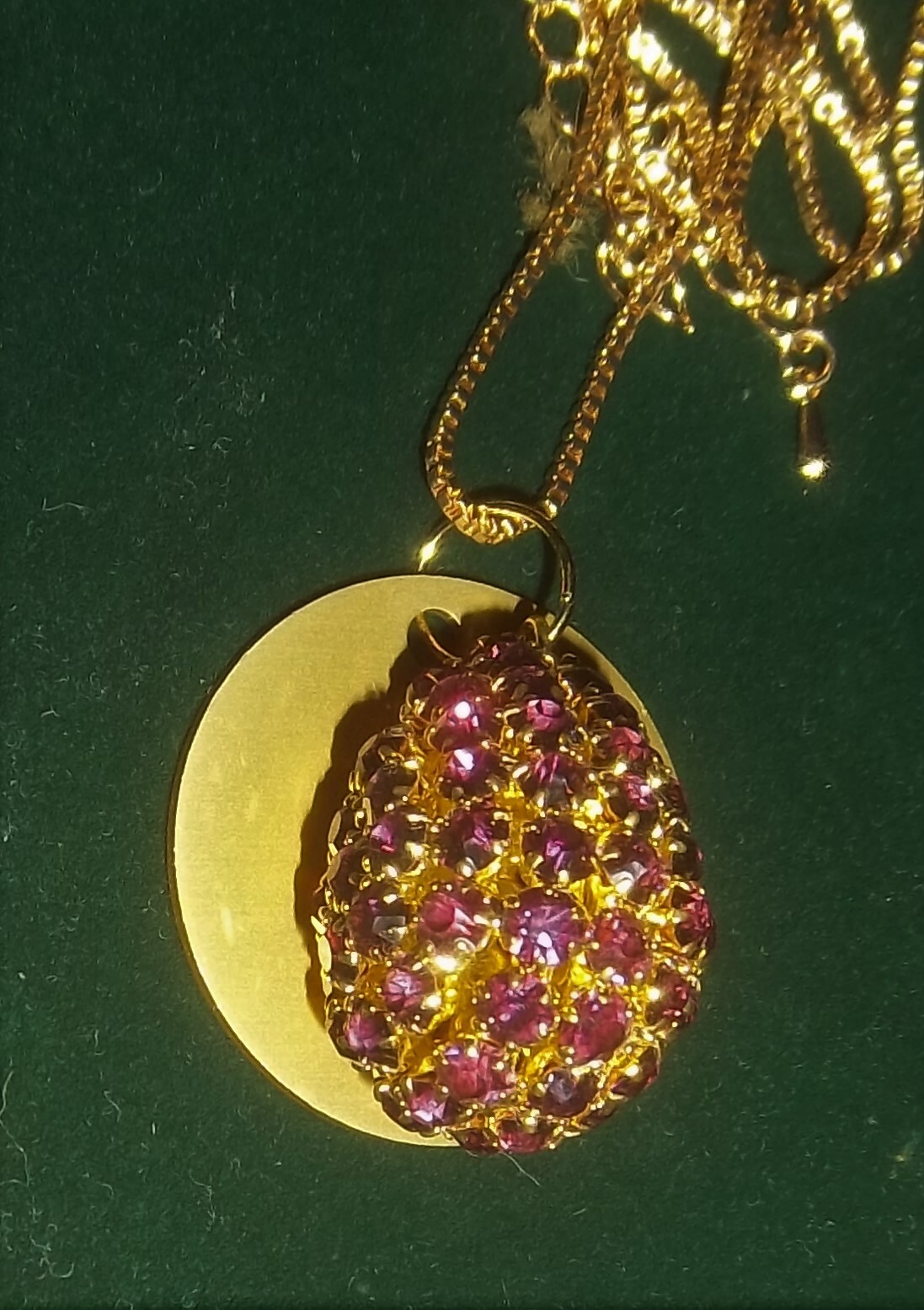 Purple Crystals Pendant w/ Auric Disk Necklace ONLY ONE 00046
