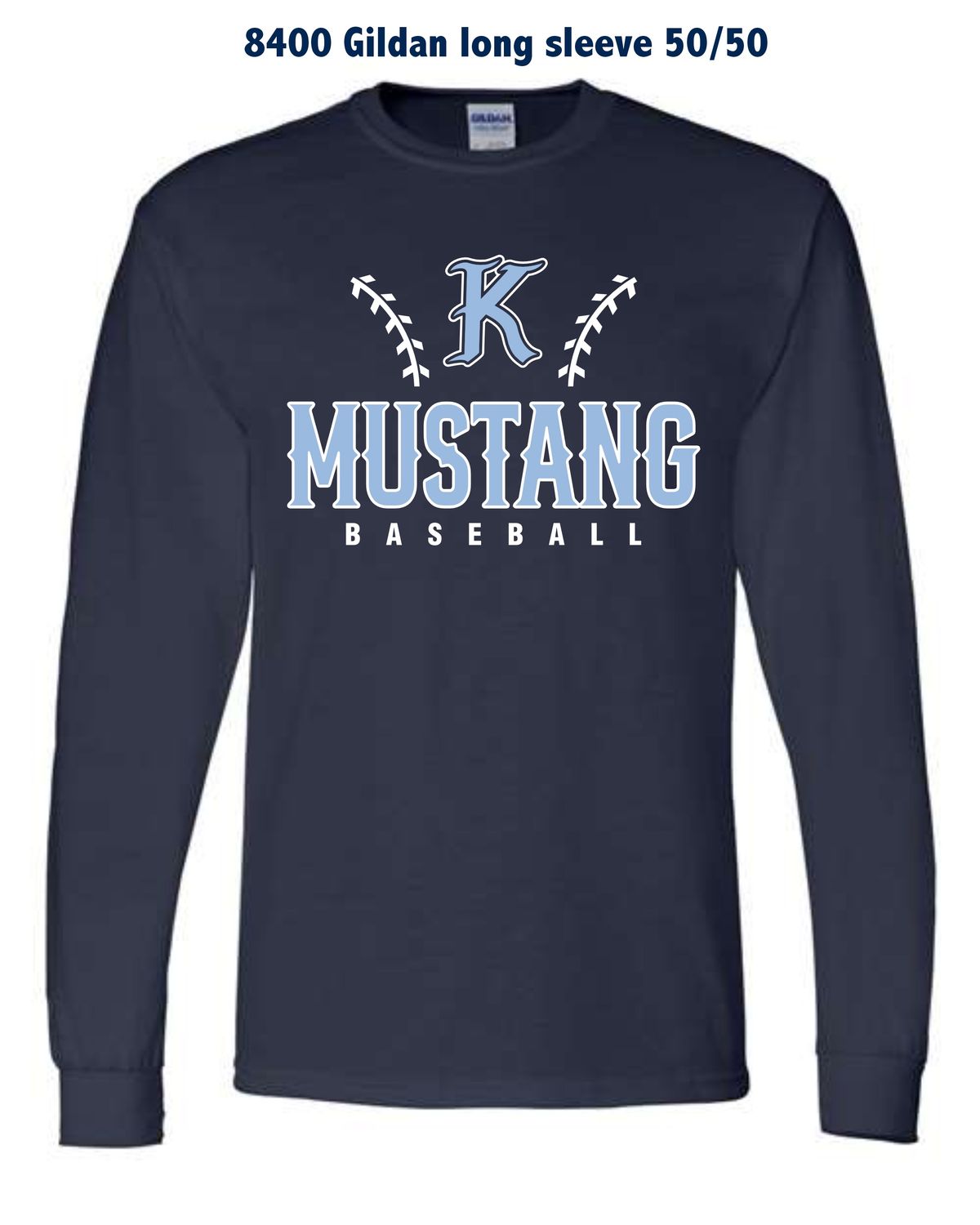 Mustangs 50/50 Cotton Blend Crew Neck T-Shirt LS