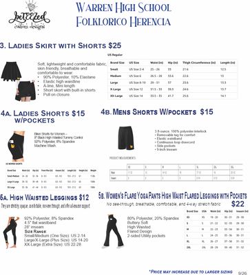 FOLKLORICO HERENCIA STUDENT ADD-ON'S (OPTIONAL ITEMS)