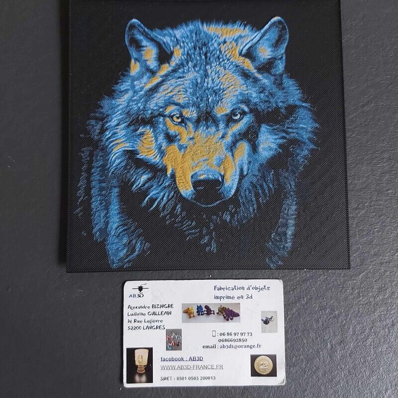 TABLEAU LOUP CHEVALET 20*20 CM