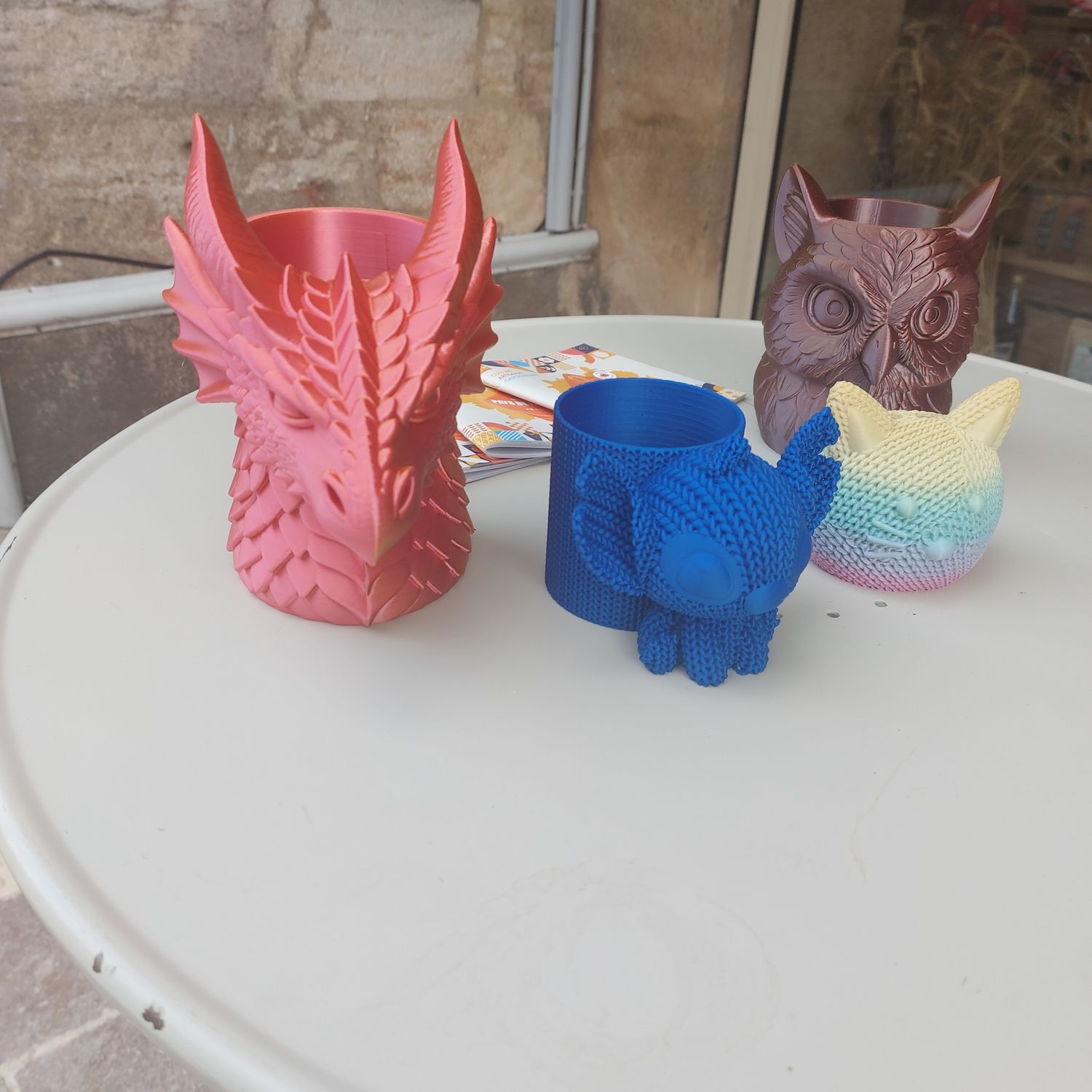 Pot a crayon hibou et dragon
