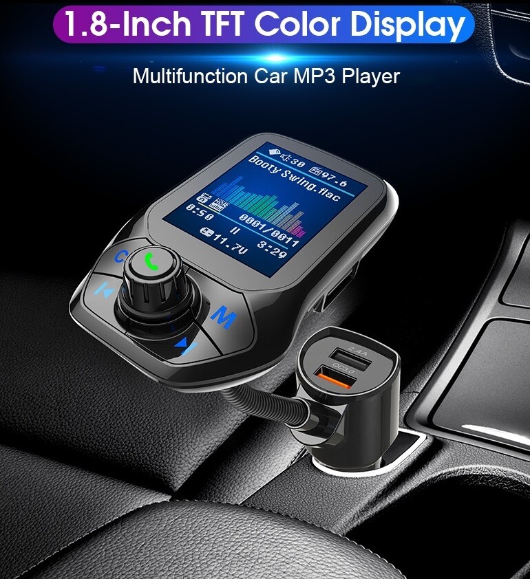 1.8&quot; FM Bluetooth Transmitter with QC3.0 Fast Charge