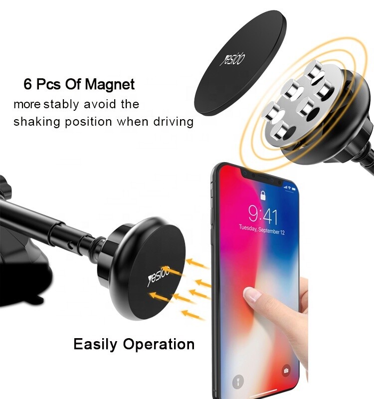 Magnetic Phone Car Mount, Universal Phone Holder for Car Dashboard, Windshield - One Hand Operation