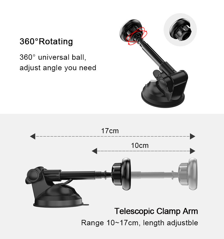 Magnetic Phone Car Mount, Universal Phone Holder for Car Dashboard, Windshield - One Hand Operation
