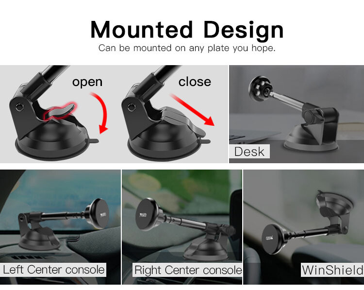 Magnetic Phone Car Mount, Universal Phone Holder for Car Dashboard, Windshield - One Hand Operation