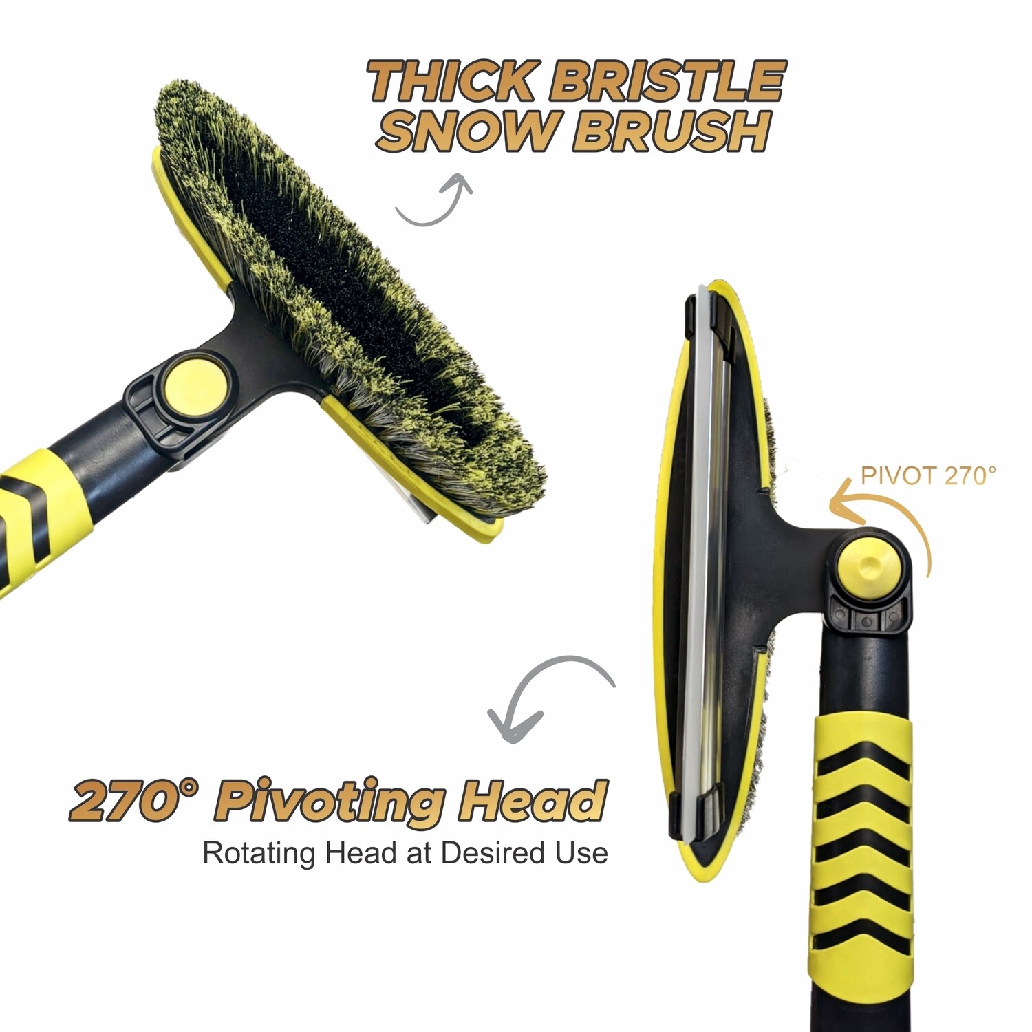 51" Extendable Snow Brush - Detachable Ice Scraper and Ergonomic Foam Grip