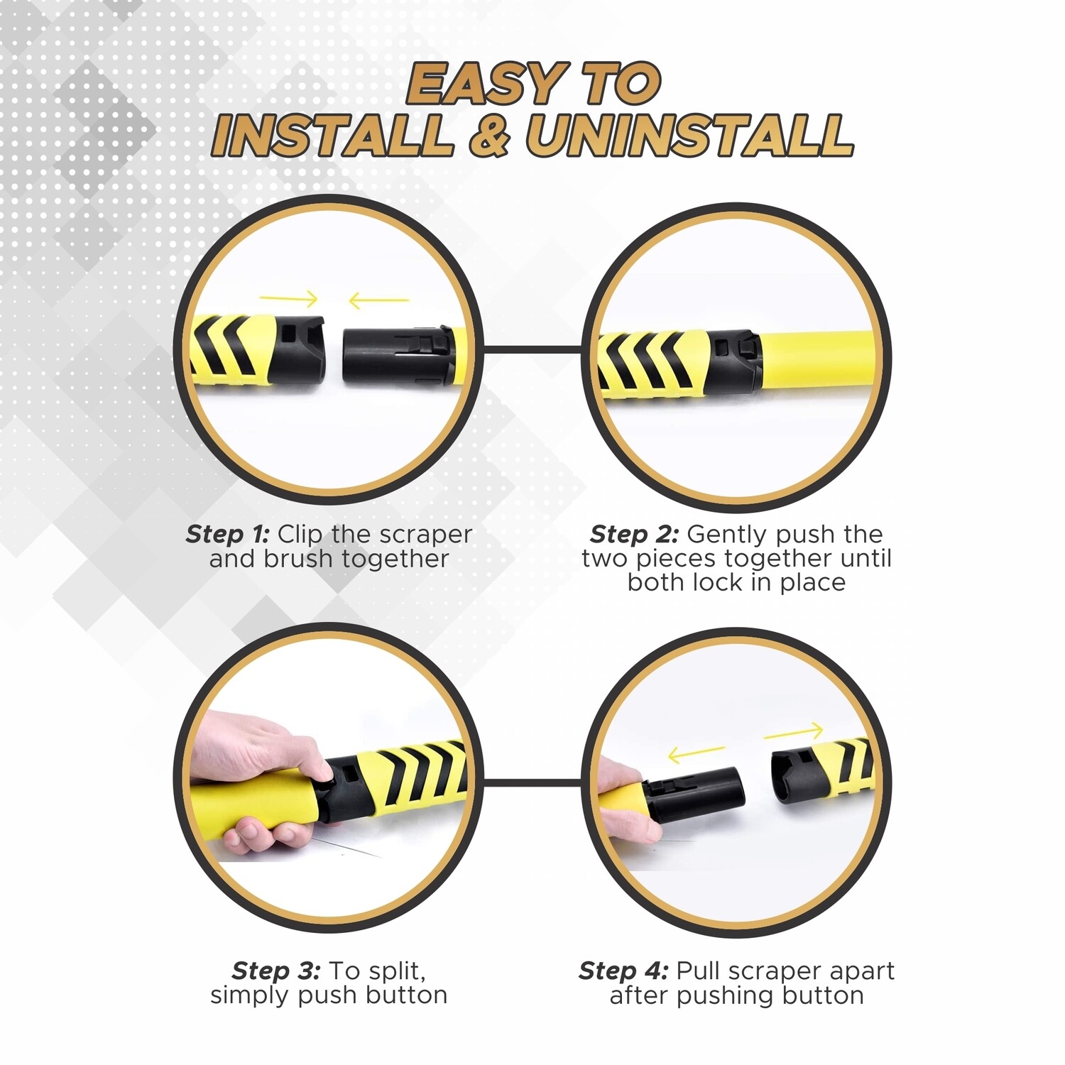 51" Extendable Snow Brush - Detachable Ice Scraper and Ergonomic Foam Grip