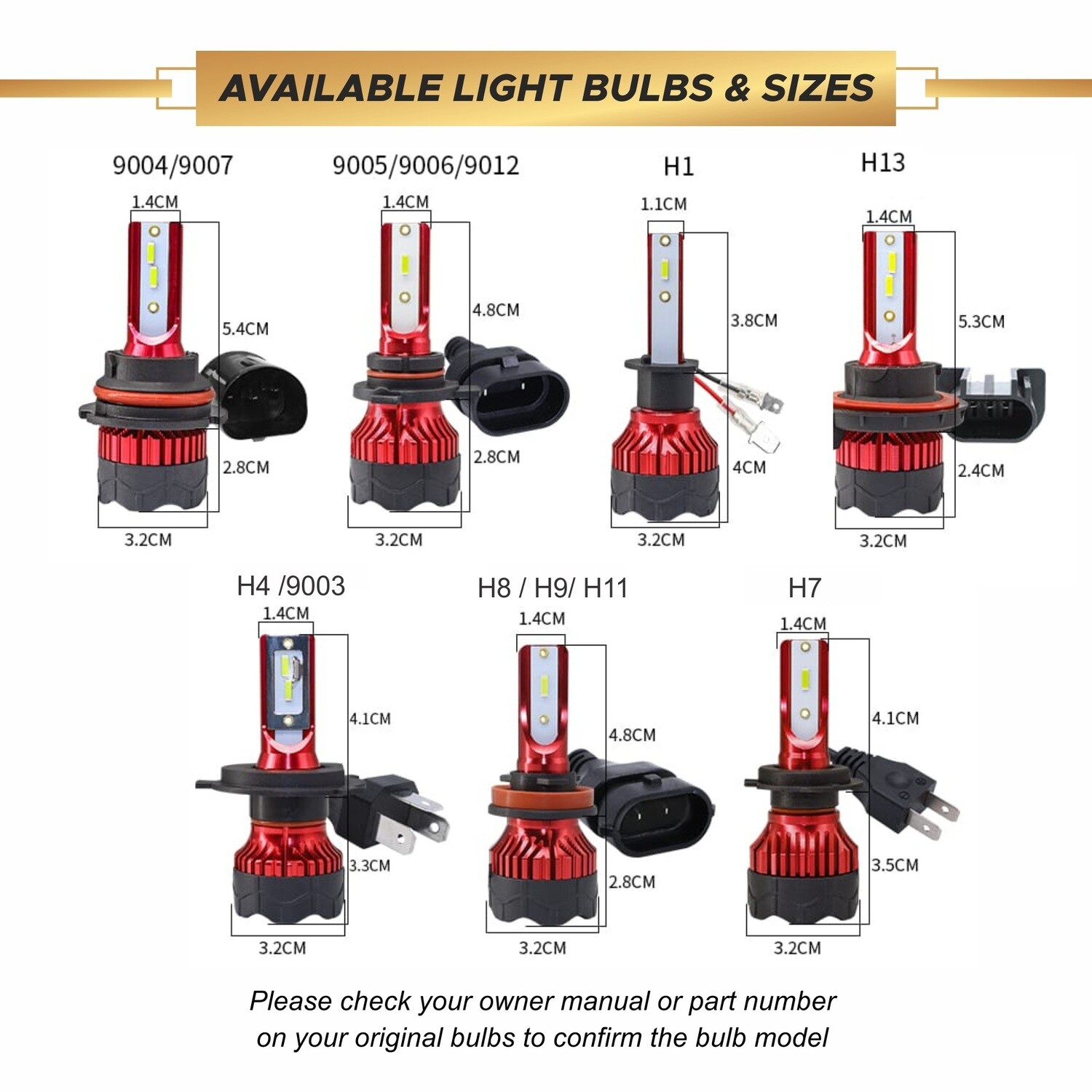 LED Bulbs 55W High Power 12000LM Extremely Bright 6000KA (Pack of 2)