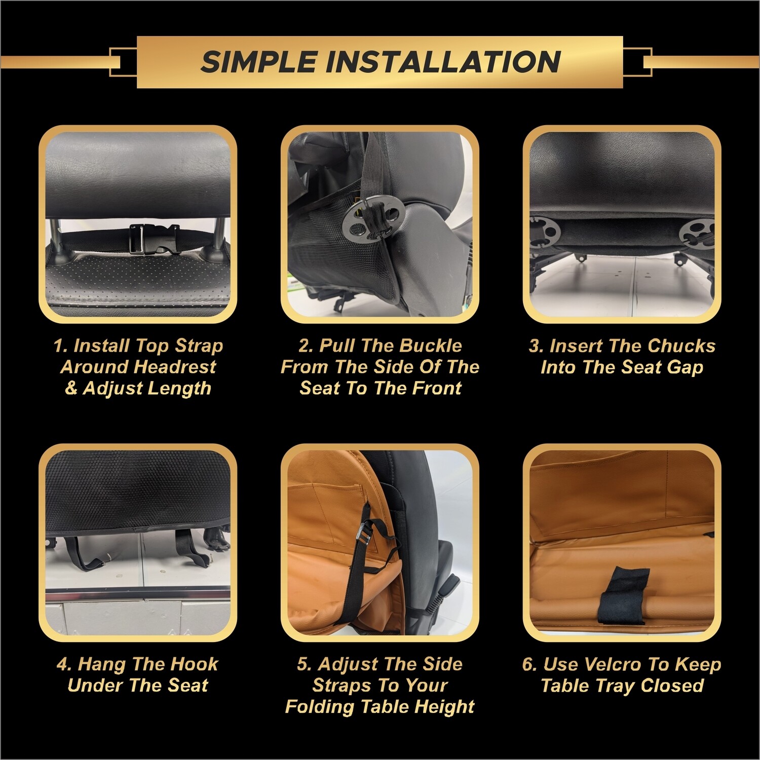 Car Backseat Organizer with Table Tray - Black -1 PACK