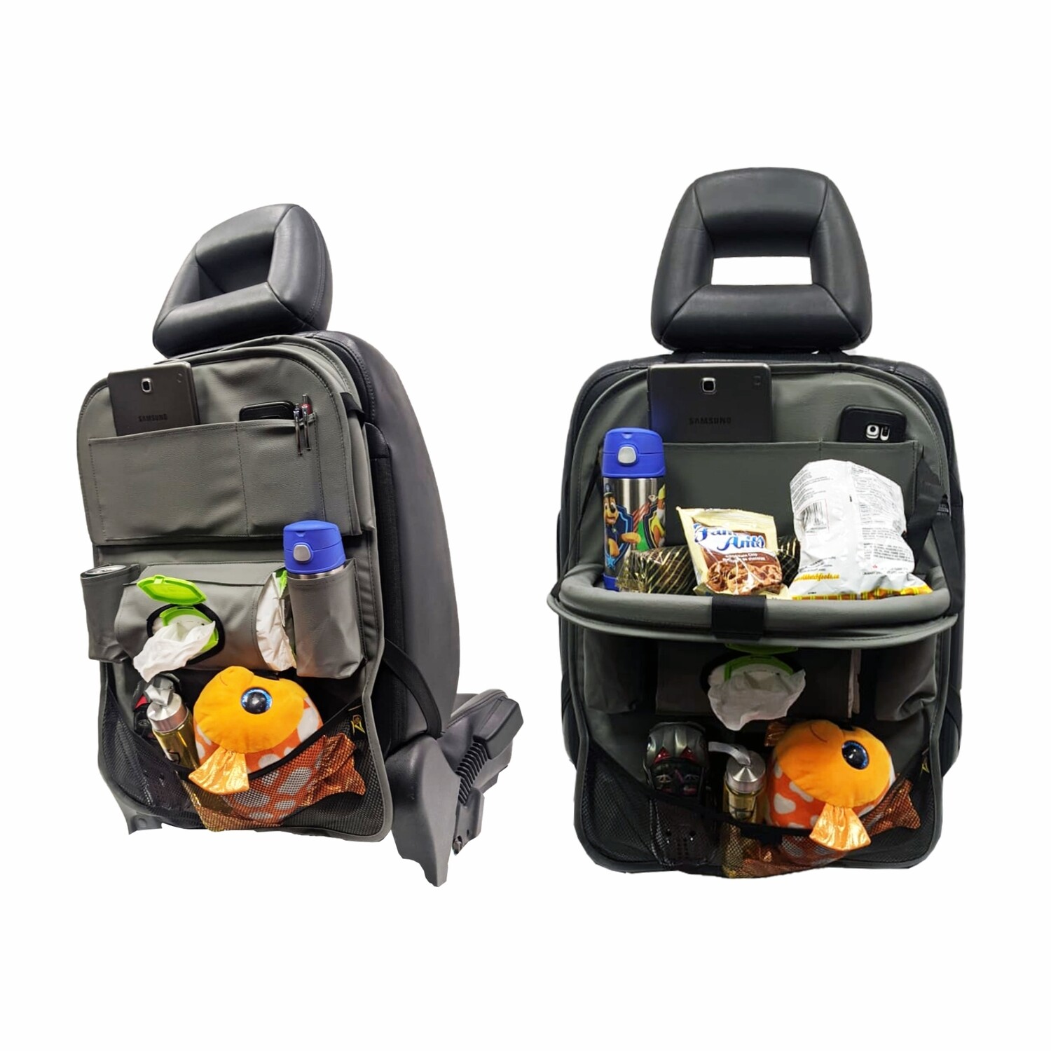 Car Backseat Organizer with Table Tray - Grey - 1 PACK