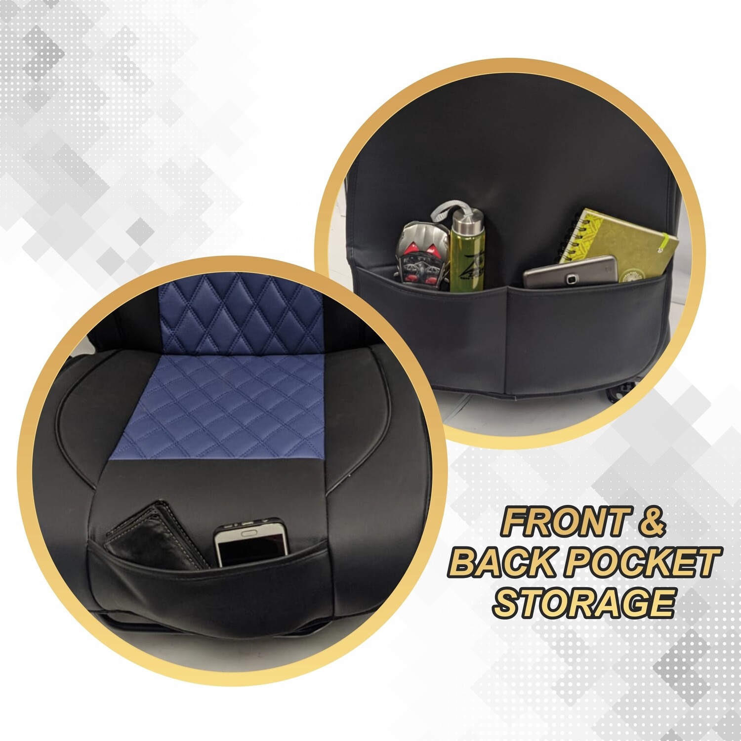 Universal PU Leather Car Seat Cover Cushion for Front Seat - 2 Pair - Black/Blue