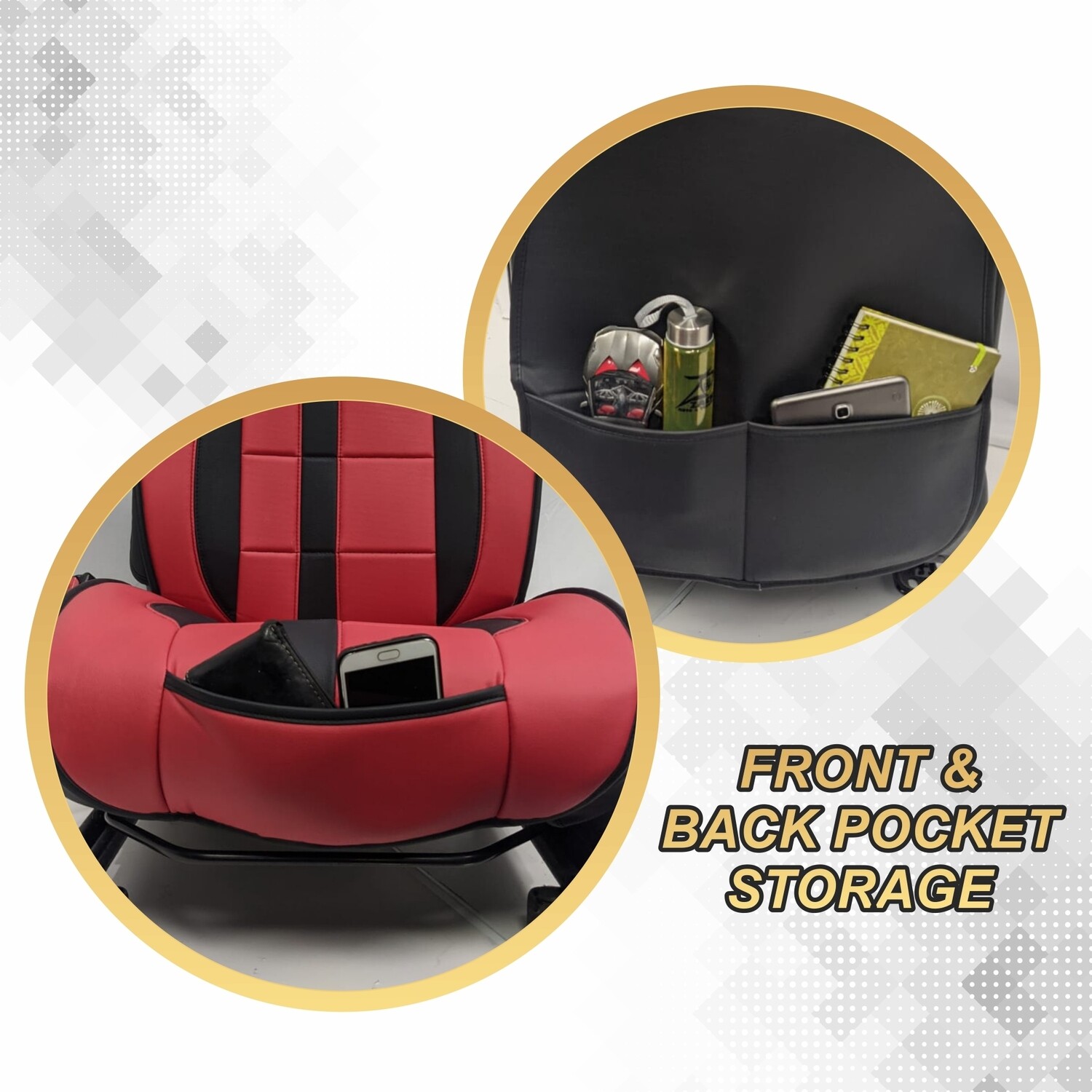 Universal PU Leather Car Seat Cover Cushion for Front Seat - 2 Pair - Red