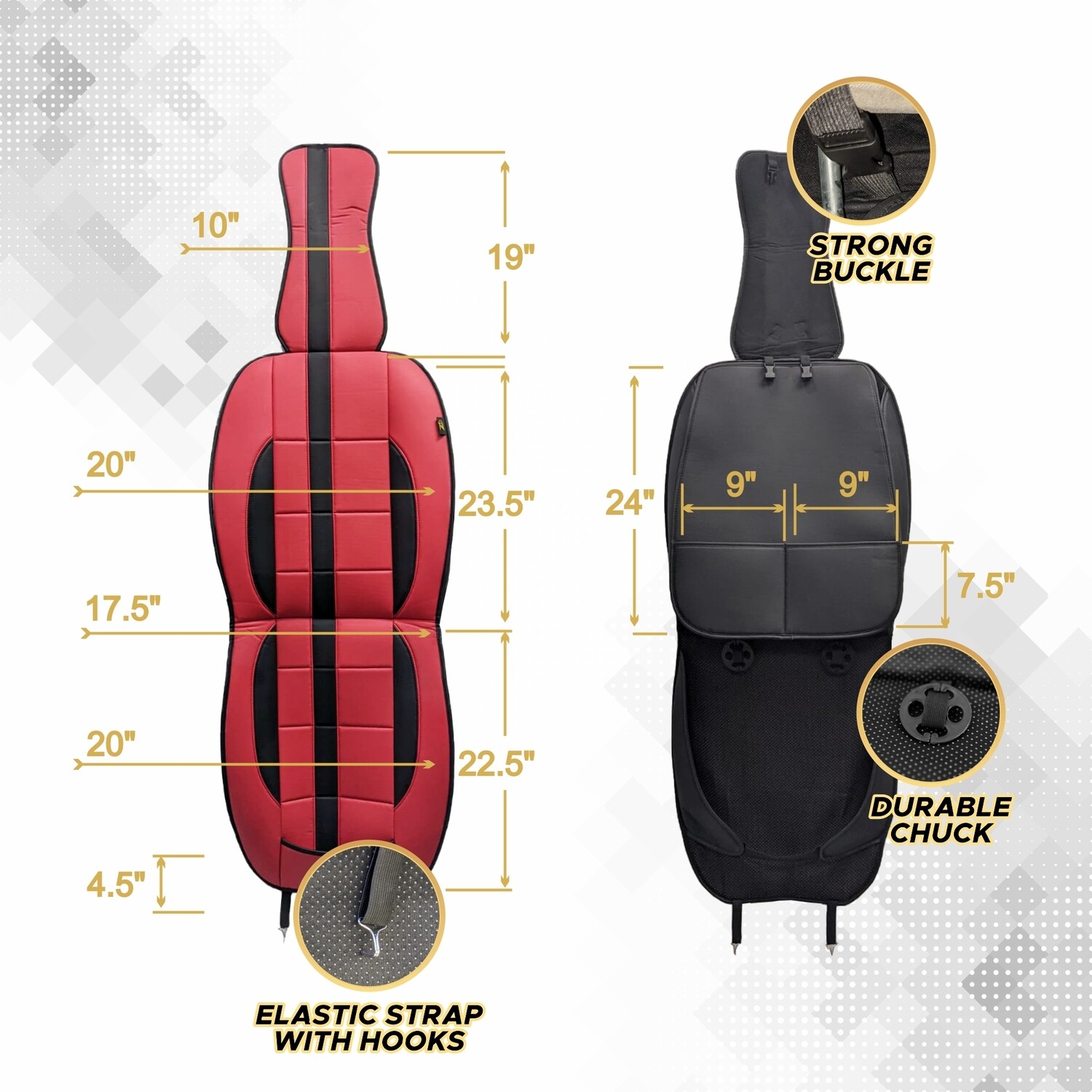 Universal PU Leather Car Seat Cover Cushion for Front Seat - 2 Pair - Red