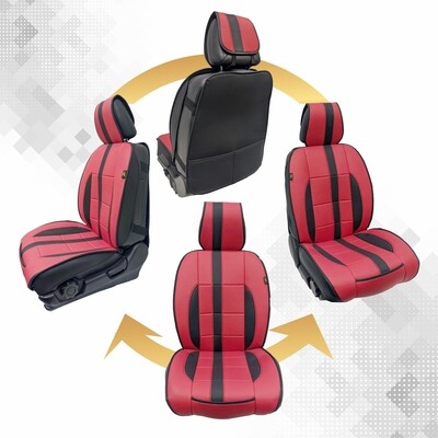 Universal PU Leather Car Seat Cover Cushion for Front Seat - 2 Pair - Red