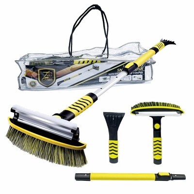 51" Extendable Snow Brush - Detachable Ice Scraper and Ergonomic Foam Grip