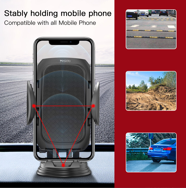 Car Phone Holder, Long Double Arm . Strong Sticky Cell Phone Holder Car Dashboard &amp; Windshiel