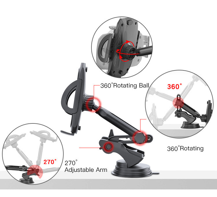 Car Phone Holder, Long Double Arm . Strong Sticky Cell Phone Holder Car Dashboard &amp; Windshiel