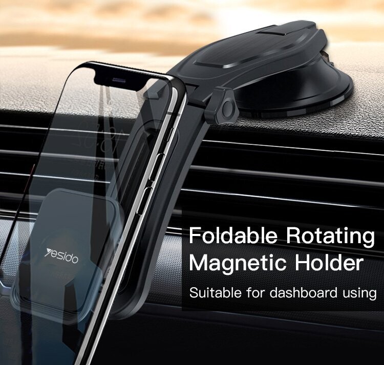 Magnetic Car Phone Holder Powerful Magnet for Dashboard and Windshield Strong Suction Cup 360° Adjustable