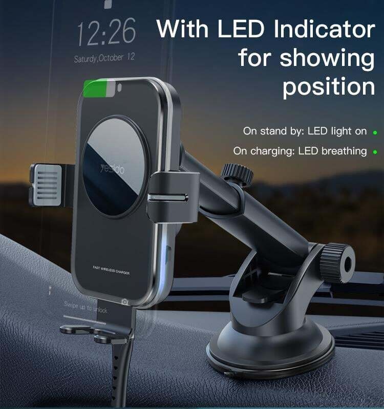 Wireless Car Charger Mount,15W Qi Fast Charging, Auto-Clamping,2 Styles Phone Holder Included,