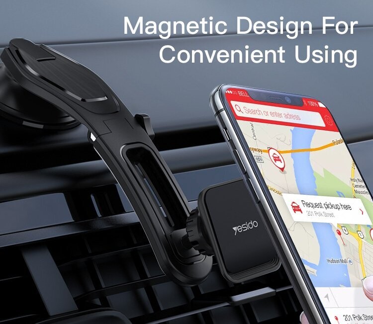 Magnetic Car Phone Holder Powerful Magnet for Dashboard and Windshield Strong Suction Cup 360° Adjustable