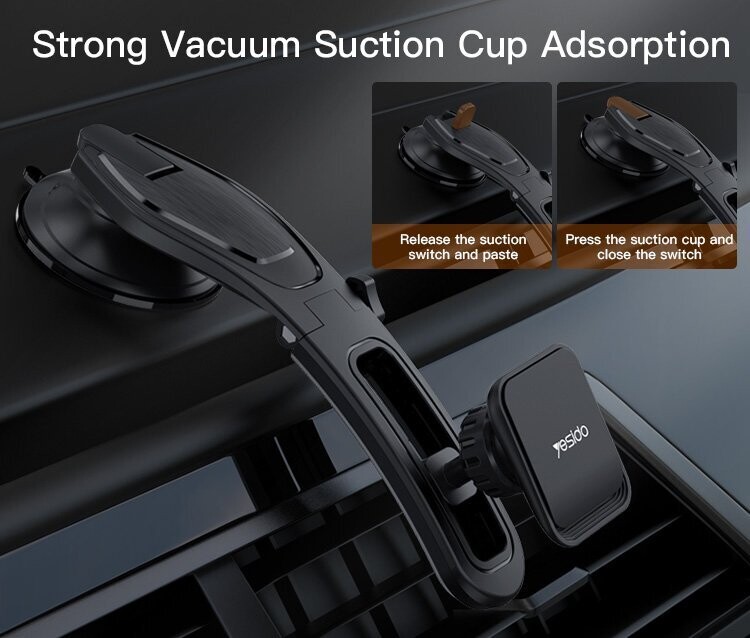 Magnetic Car Phone Holder Powerful Magnet for Dashboard and Windshield Strong Suction Cup 360° Adjustable