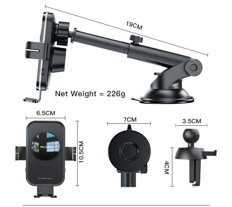 Wireless Car Charger Mount,15W Qi Fast Charging, Auto-Clamping,2 Styles Phone Holder Included,