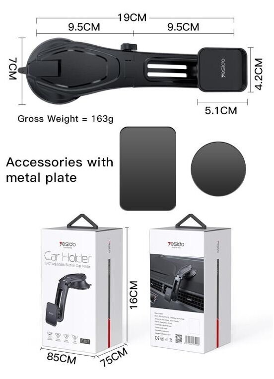 Magnetic Car Phone Holder Powerful Magnet for Dashboard and Windshield Strong Suction Cup 360° Adjustable