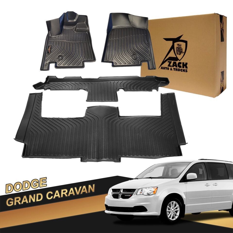 Complete set Custom Fit All-Weather Floor Mat 2011-2019 Dodge  Caravan  - Black