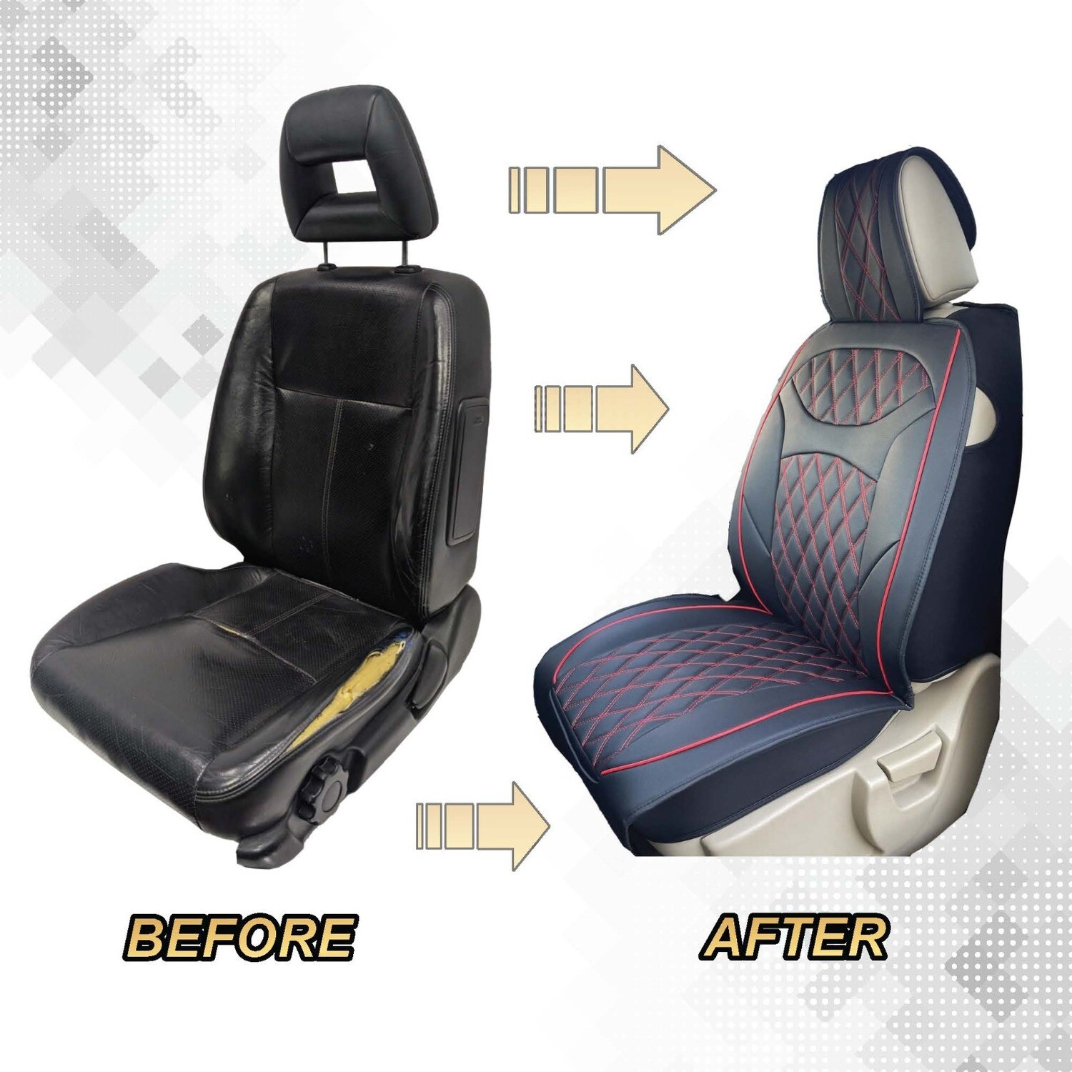 Universal PU Leather Car Seat Cover Cushion for Front Seat - 2 Pair - Black/Red