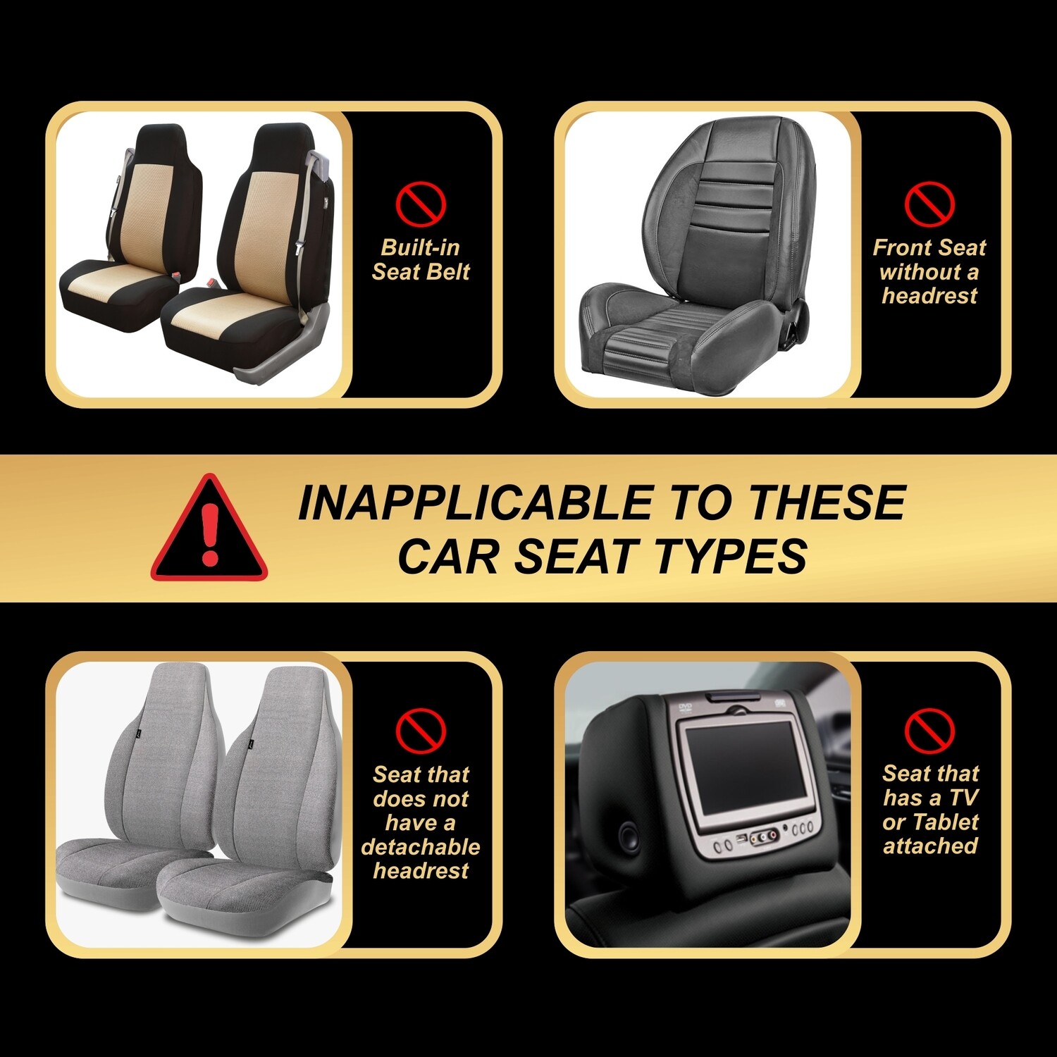 Universal PU Leather Car Seat Cover Cushion for Front Seat - 2 Pair - Black/Blue