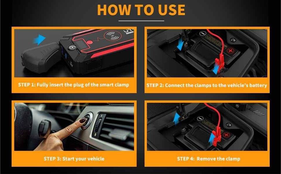 Car Jump Starter 2500A - Flashlight And Wireless Phone Charger