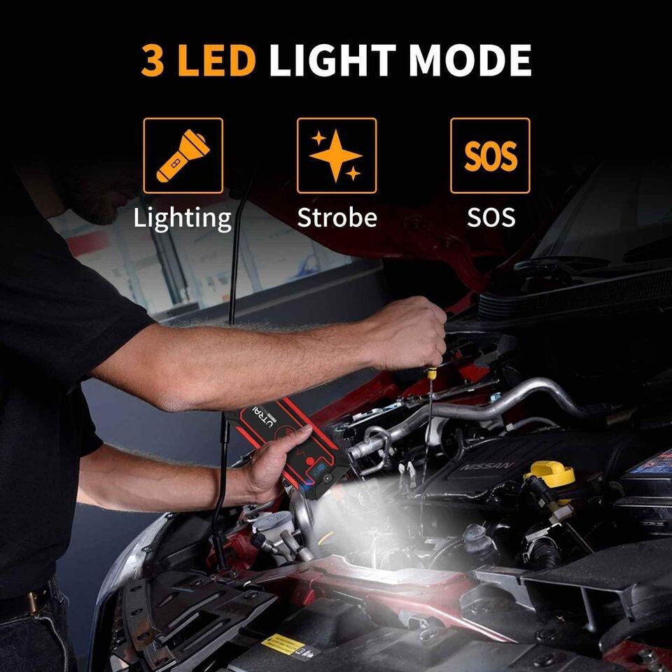 Car Jump Starter 2500A - Flashlight And Wireless Phone Charger