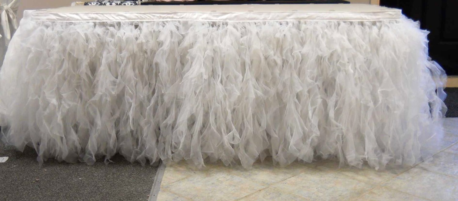 Organza Curled Willow Skirt (White)