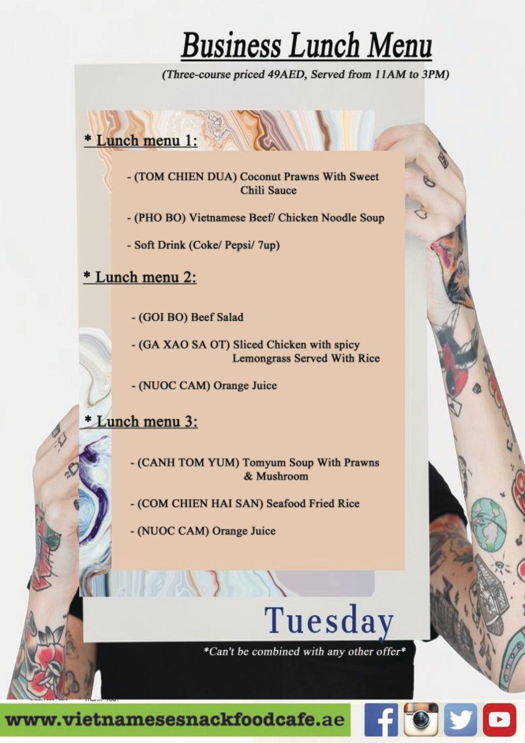 Business Lunch Menu Tuesday