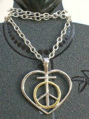 Peaceful Hearts Necklace with Crossbar