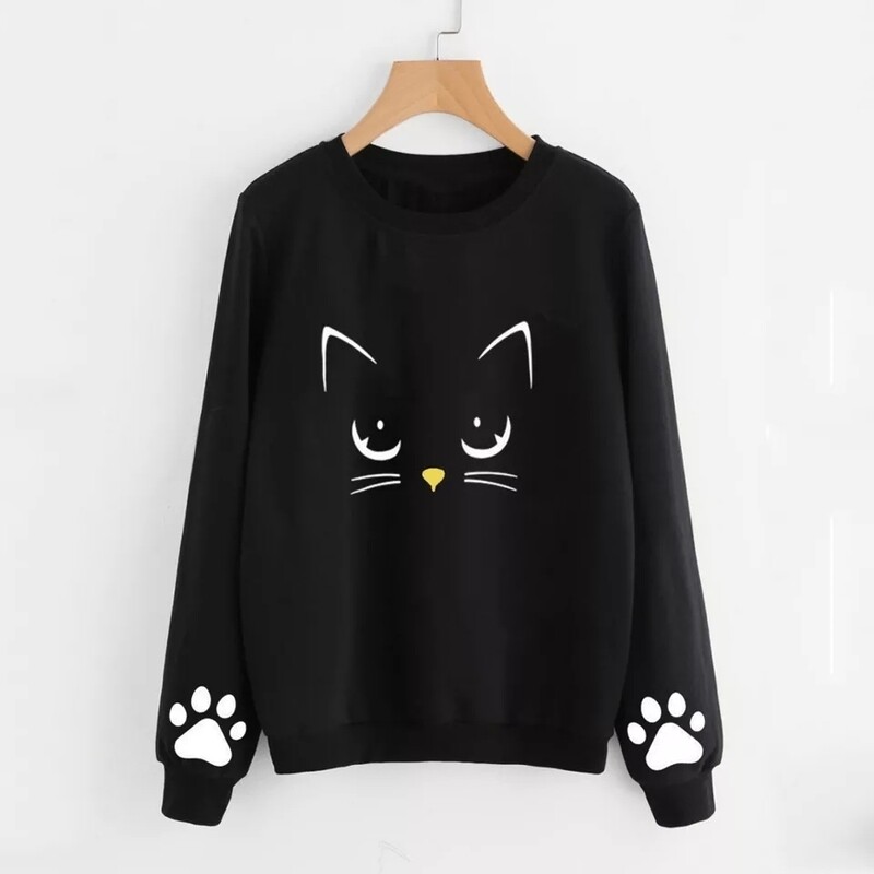 Black Cat Face Sweatshirt