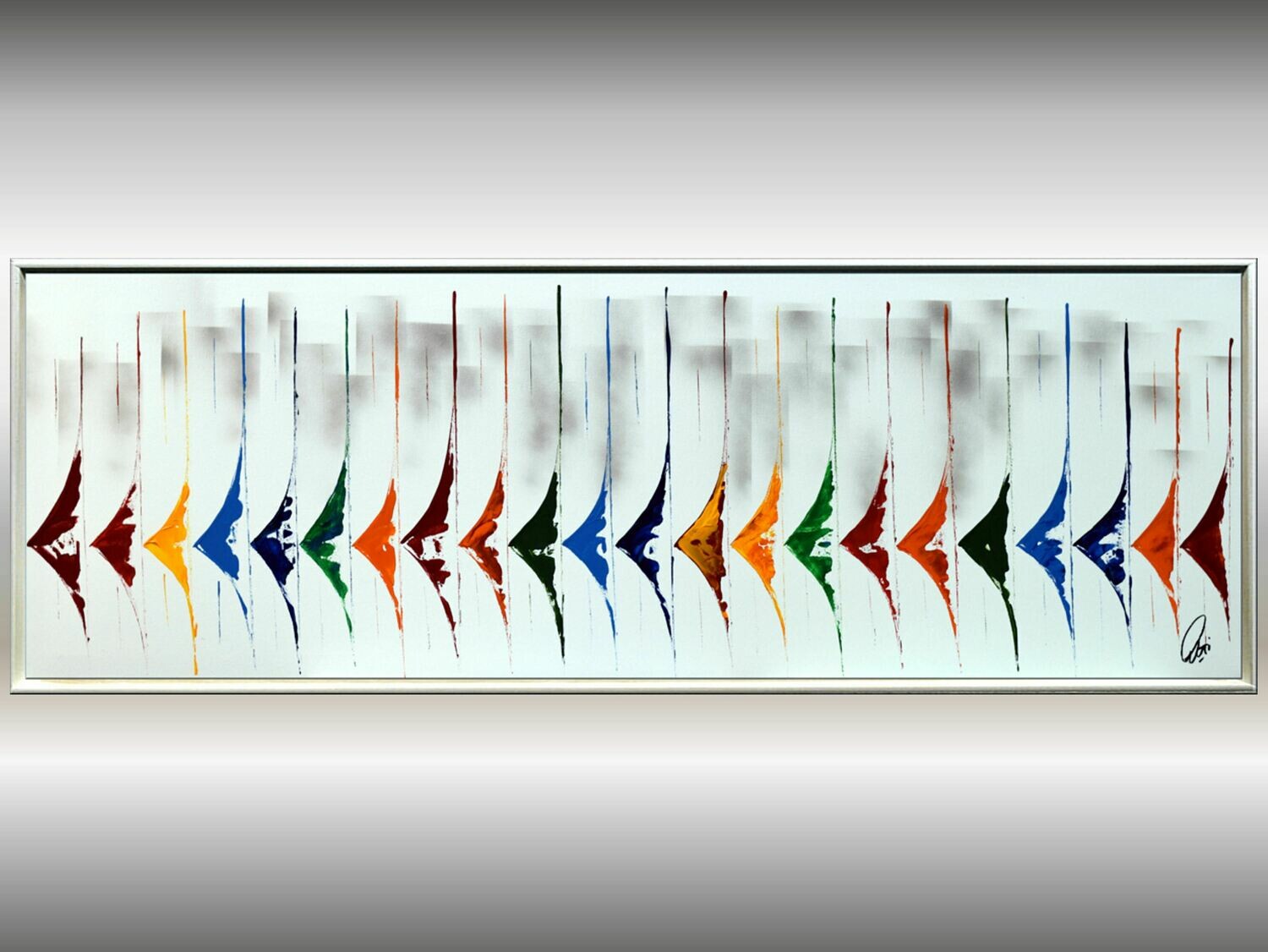 Simply Summer Abstract Acrylic Painting Canvas Wall Art Rainbow Colors Framed Modern Art 2020