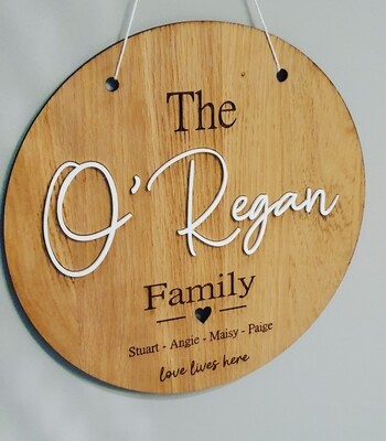 3D Family Wall Sign