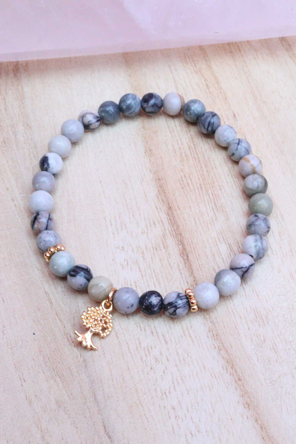 Bracelet en pierre naturelle de jaspe Picasso