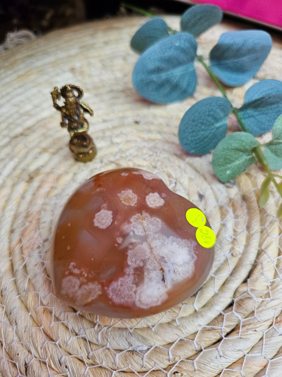 Coeur en agate fleurs de cerisier n 284