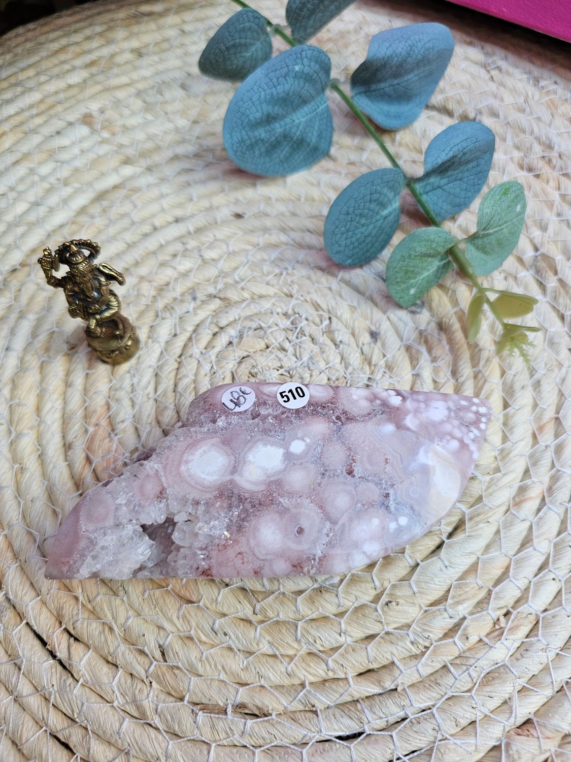 Forme libre en agate fleurs de cerisier et améthyste rose n 510