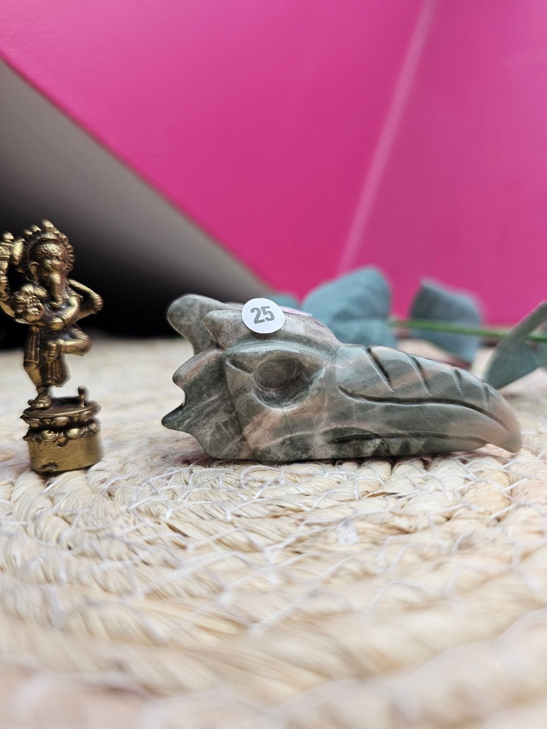 Jaspe feuille d&#39;argent,  tête de dragon n°25 ou 23