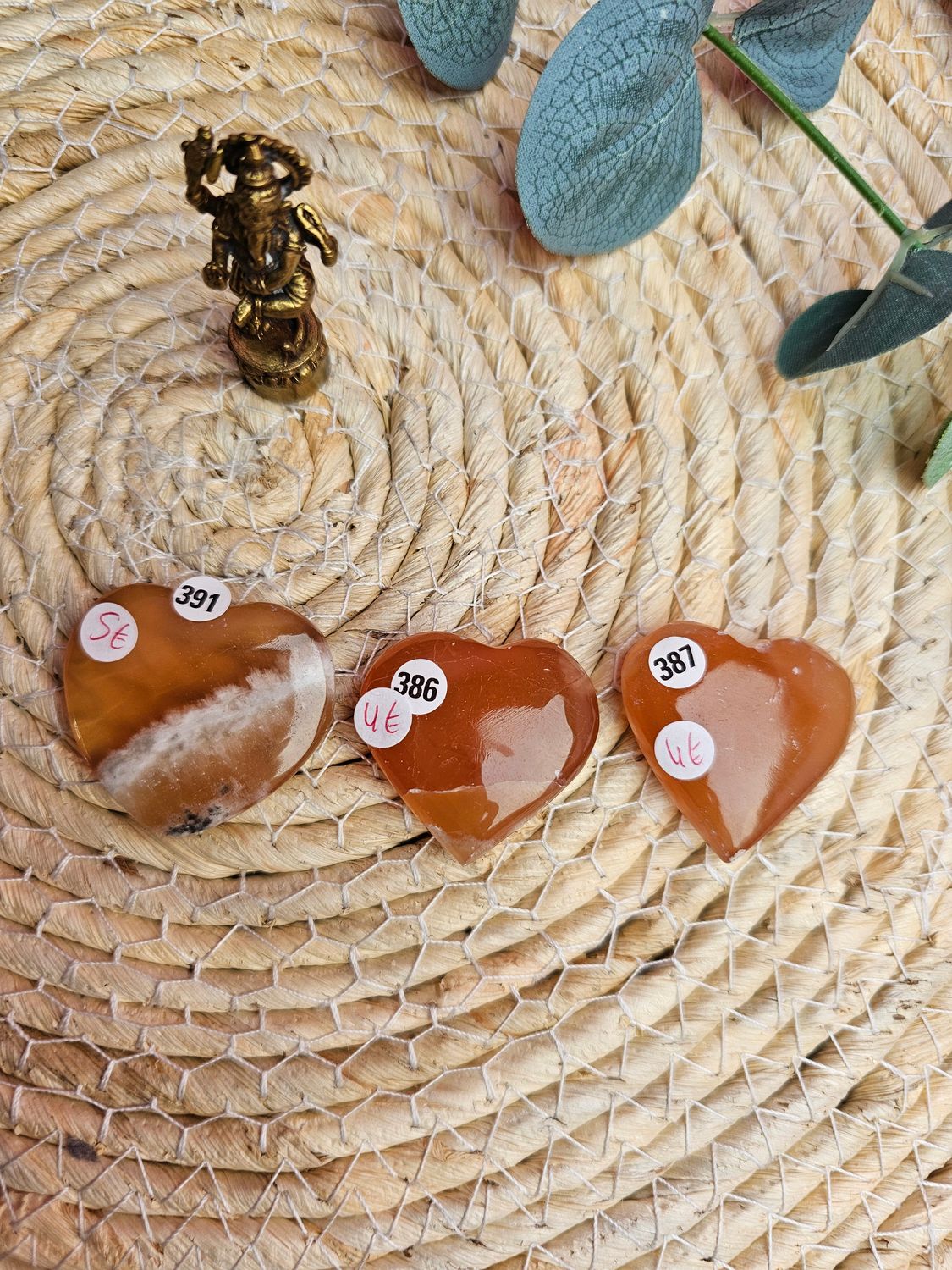 Coeur en calcite miel 